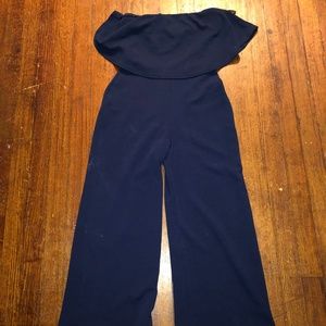 Navy Strapless Culotte Jumpsuit by Missguided